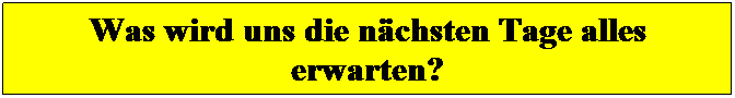 Textfeld: Was wird uns die n�chsten Tage alles erwarten?
